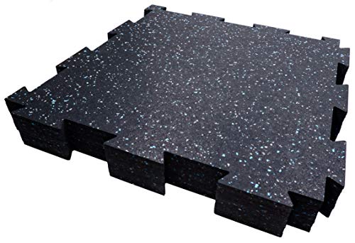 Dinoflex Rubber King Interlocking Tiles – Best Indoor/Outdoor Performance Flooring 19” x 19”- 6mm 10pc (Grey/Blue)