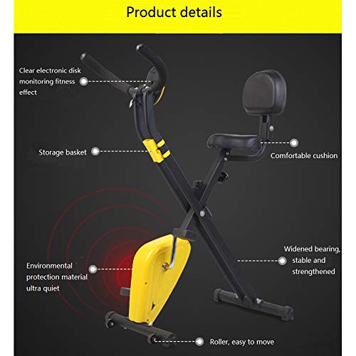 Folding Indoor Exercise Bike Cycling Spin Bike,Lightweight Fitness Equipment Portable Arm Home Pedal Exerciser,yellow no backrest