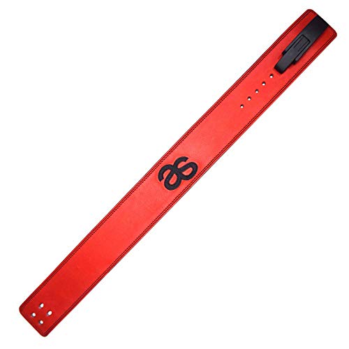 AALYANZ Lever Belt Made of Cow MILD Leather 13MM Belt for Men & Women Lower Back Support for Weightlifting (RED, Small)