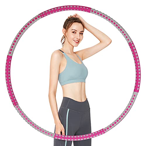Braoses Weighted Hula Hoops For Adults Exercise, 8 Section Detachable Fitness Hula Hoop Ring with Stable Stainless Steel Core, Adjustable Weight Fitness Exercise Hoop For Fat Burning and Weight Loss