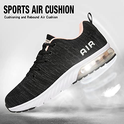 Women Men Running Shoes Sports Trainers Air Cushion Shock Absorbing Casual Walking Gym Jogging Fitness Athletic Sneakers, 7 UK 40 EU, Fa1 Greypink