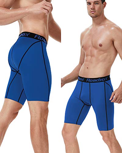 Roadbox Compression Shorts Men 3 Pack, Base Layer Shorts, Quick-Drying Fabric Protect Leg Skin, for Running, Gym, Shorts, Cycling, Rugby Red