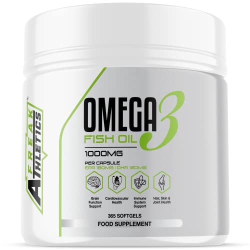 Omega 3 Fish Oil 1000mg Double Strength EPA & DHA Softgel Capsules - 180 Capsules Suitable for Both Men & Women - Made in The UK