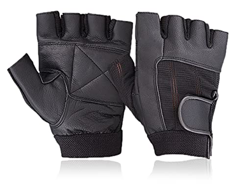 WEIGHT LIFTING PADDED LEATHER GLOVES - W035 - FITNESS TRAINING BODY BUILDING GYM SPORTS & WHEEL CHAIR USE SIZE (LARGE)