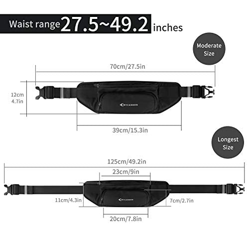 MYCARBON Running Belt with Water Bottle Holder Waterproof Bum Bag Cycling Waist Bag Jogging Belt Dog Walking Bag for Travel Holidays Camping Climbing Hiking Outdoor (Black)