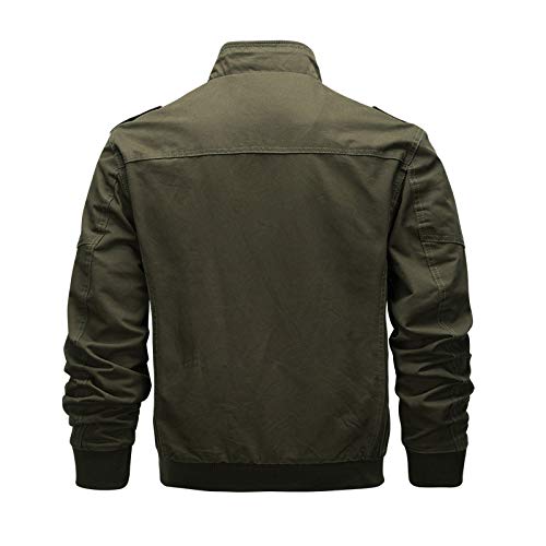LSSM Winter Plus Size Cotton Jacket Men's Multi-Pocket Tooling Jacket Men's Jacket Casual Windbreaker Cotton Military Jacket Water Resistant Windbreaker Jacket Faux Leather Green 5XL