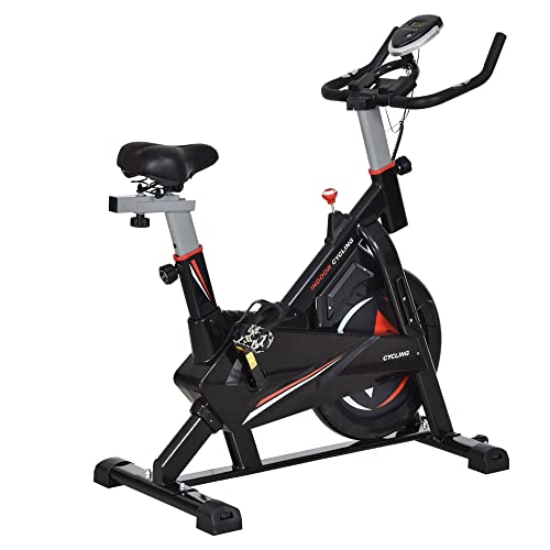 HOMCOM Stationary Exercise Bike 10kg Flywheel Indoor Gym Office Cycling Cardio Workout Aerobic Training Fitness Racing Machine with Adjustable Resistance LCD Monitor Phone and Bottle Holder - Gym Store