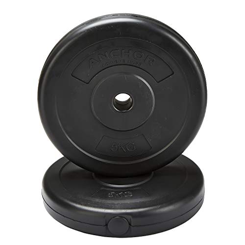 Weight plate disc vinyl (1 inch) weights set for lifting Dumbbell bars strength training home gym fitness workout 2.5kg, 5kg, 10kg, 20kg set (5kg x 2 = 10kg)