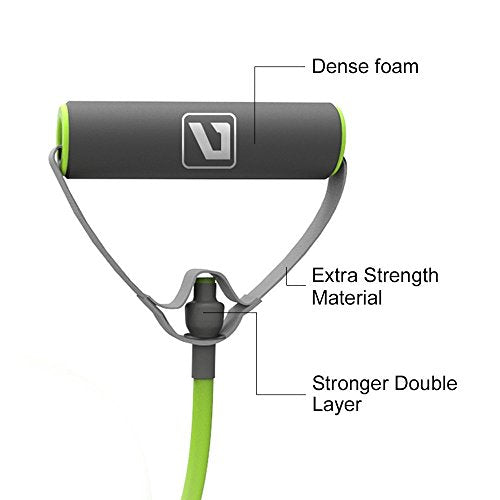 Live Up Sports unisex adult sports toning tube, resistance band/cord, pulley. TPR foam tube for exercise, fitness, pilates, strenght training, with foam handles green- 20 lb.