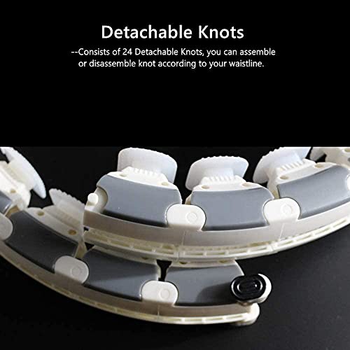 Ainstsk Smart Weighted Hula Hoop, 2 in 1 Abdomen Fitness Weighted Hulahoops with 24 Detachable Knots Abdominal Trainers-Grey & White