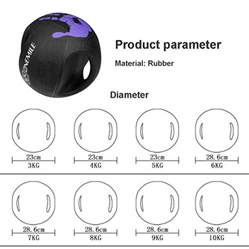 Medicine Ball AGYH Fitness, Double-handle Rubber Elastic Fitness Ball, Non-slip And Wear-resistant, 2KG/3KG/4KG/5KG/6KG/7KG/8KG/9KG/10KG (Size : 2kg/4.4lbs)