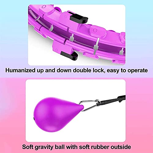 Fitness hula hoops,Weighted Exercise Hoop Smart Hula Hoop 24 Knots Adjustable Exercise Weighted Hula Hoop 2 In 2 Abdomen Fitness Weight Loss Massage Non-Fall Hula Hoops for Home Workout Weight Loss