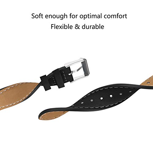 Adepoy Compatible for Fitbit Charge 3/Charge 4 Strap Leather,Classic Genuine Leather Adjustable Replacement Sport Fitness Wristband for Men Women (black)