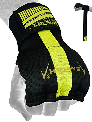 EMRAH E2 Boxing Hand Wraps | Boxing Pro Grip Inner Gloves | Boxing Gel Wraps (BlackYellow, Small)