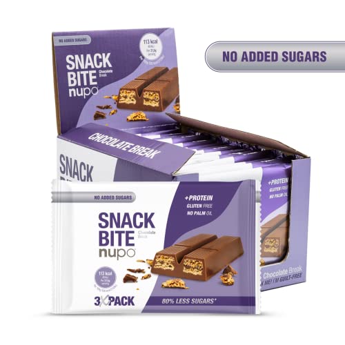 NUPO Snack Bite – Chocolate Break I Crispy wafers with cocoa cream filling I Healthy snack I 14 x 3 x 21,5g I 113 kcal per serving I No added sugar I High in protein I Gluten free I No palm oil - Gym Store