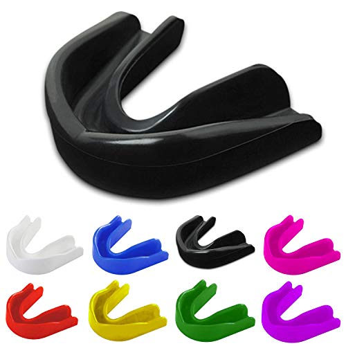 2-PCs Mouth Guard by Athletics Gear – Cost-effective High Grade Silicone Air Gel Gum Shield for kids, Men & Women (Black, Senior)