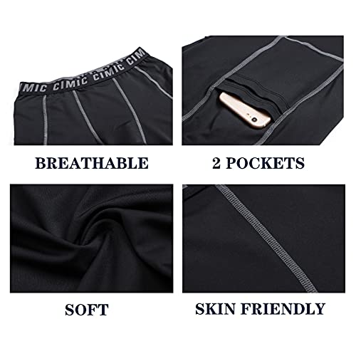 frueo 3 Pack Mens Compression Shorts Quick Dry Running Shorts for Men with Phone Pocket Activewear Shorts for Training Riding Gym(0409) 3Black-S