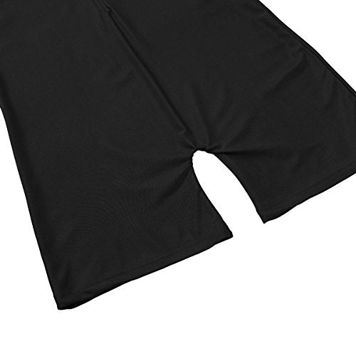 iiniim Mens One Piece Short Sleeve Front Zipper Boxer Shorts Leotard Bodysuit Catsuit Black XL