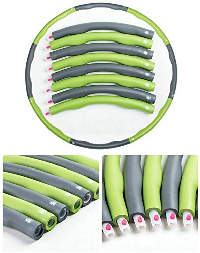 DOUMORE® Weighted Hula Hoop For Adults Fitness Hula Hoops Professional Quality | Wave Design 1kg Large 100cm Diameter 8 Sections | Green & Charcoal Colour | Gift for Youth Adults Ladies Lose Weight
