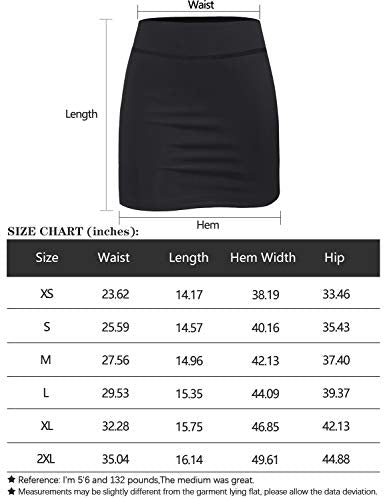 BLEVONH Women Tennis Skirts Inner Shorts Elastic Sports Golf Skorts with Pockets - grey - Small