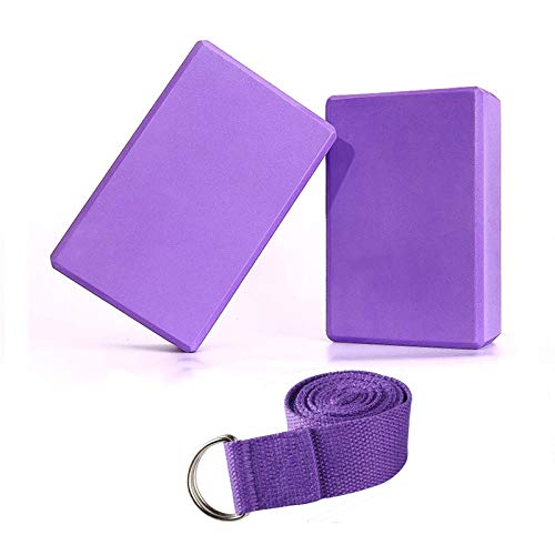 Abree 2pcs Yoga Blocks Set With Yoga Strap High Density EVA Foam Brick to Support Deepen Poses, Improve Strength Aid Balance Flexibility (pruple) - Gym Store | Gym Equipment | Home Gym Equipment | Gym Clothing