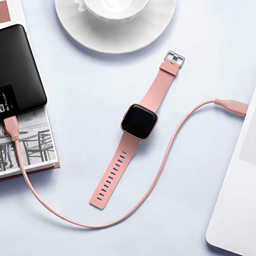 Wepro Compatible with Fitbit Versa Strap / Fitbit Versa 2 Strap - Smooth Silicone Classic Replacement Wristband Straps for Fitbit Versa/Versa Lite/Versa 2, Small Pink Sand