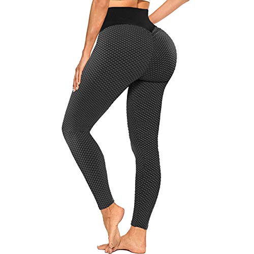 FITTOO Women Textured Leggings, Black, S