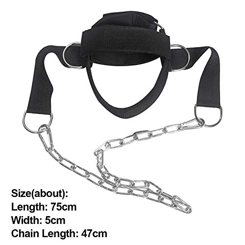 Adjustable Head Harness Dipping Neck Builder Belt with D-Hook Attachment Strap Weight Lifting Steel Chain for Strength Training, Gym, Fitness, Boxing, MMA, Weightlifting, Workout