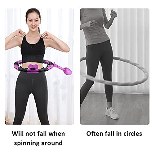 DXNXLLY Weighted Hoola Hoop for Adults Weight Loss -weighted Hoola Hoops 2 in 1 Fitness Weight Loss Massage Hoops with Detachable Knots Adjustable Auto-Spinning Ball for Adult Hula Hoops f