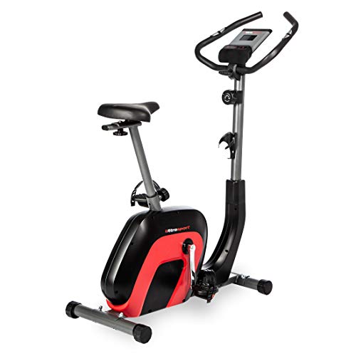 Ultrasport Racer 2000 Exercise Bike Ergometer for health and fitness with Bluetooth-compatible touch display, 8 adjustable resistance levels, adjustable saddle and handlebars, black red - Gym Store