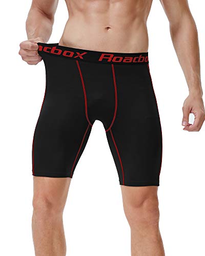 Roadbox Compression Shorts Men 3 Pack, Base Layer Shorts, Quick-Drying Fabric Protect Leg Skin, for Running, Gym, Shorts, Cycling, Rugby Red