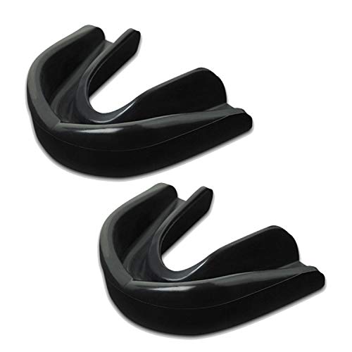 2-PCs Mouth Guard by Athletics Gear – Cost-effective High Grade Silicone Air Gel Gum Shield for kids, Men & Women (Black, Senior)