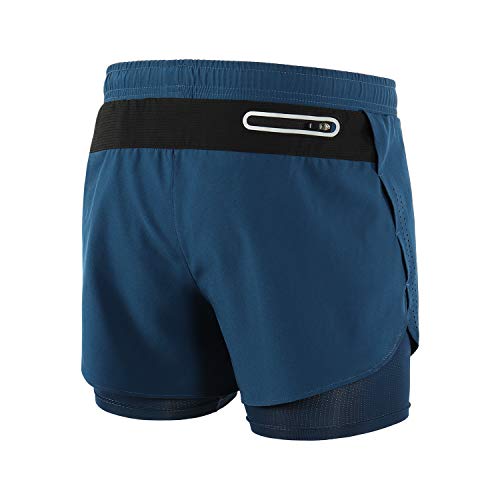 BERGRISAR Men's Active Workout Running Shorts 2 in 1 008 Blue Size X-Large