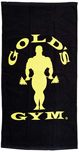 Gold's Gym UK GGTWL073 Unisex Workout Training Fitness Contrast Sports Cotton Soft Touch Towel 50 x 100 cm, Black/Yellow, One Size