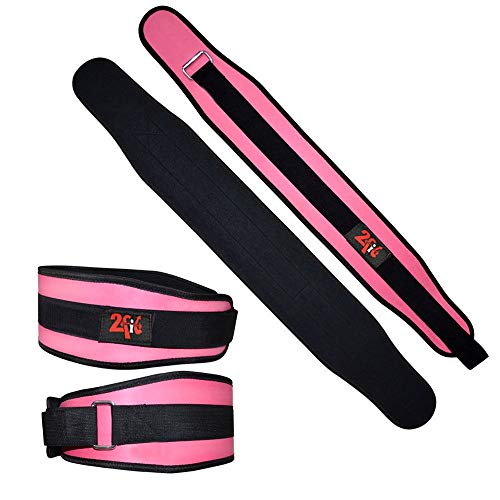 2Fit Women Weight Lifting Belt Back Support Ladies Strap Gym Fitness Bodybuilding Pink (MEDIUM)