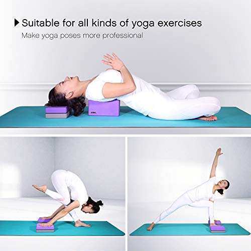 Umi Amazon Brand Full Yoga Blocks Yoga Bricks High Density EVA Yoga Foam Support Block Positioning Bricks (Purple, pair)
