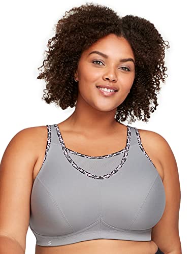Glamorise Women's Full Figure No-Bounce Camisole Wirefree Sports Bra #1066 Non-Wired Sports Bra, Silver (Soft Gray ), 38H (Manufacturer Size: 38 I)