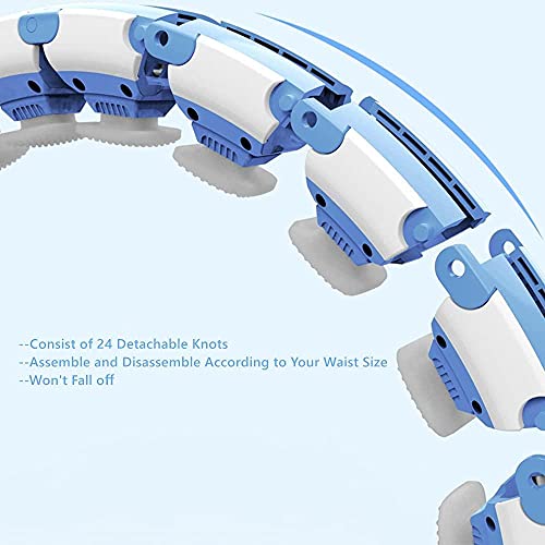 Ainstsk Smart Weighted Hula Hoop, 2 in 1 Abdomen Fitness Weighted Hulahoops with 24 Detachable Knots Abdominal Trainers-Blue & White