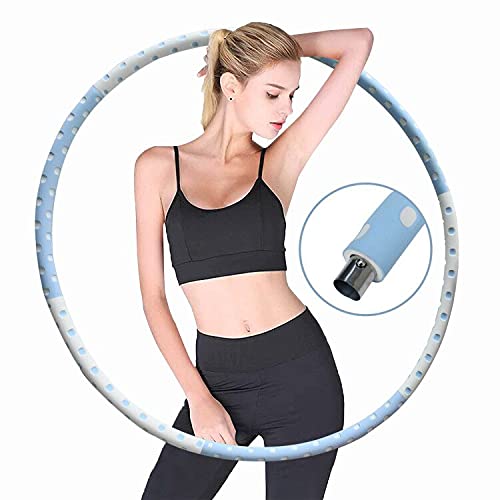 Fitness Hula Hoops, Weighted Hula Hoop For Adults & children,Thickened Foam Stainless Steel Inner Core,6 Segments Weighted Adjustable Removable Hula Hoops,Fitness/Exercise/Indoor/Outdoor