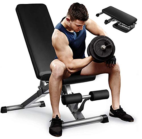 Aebow Weight Bench for Bench Press, Foldable Weights Bench Set, Flat Incline Decline Adjustable Lifting Home Gym Workout Weight Benches for Chest Leg Abs Full Body Strength Training Exercise