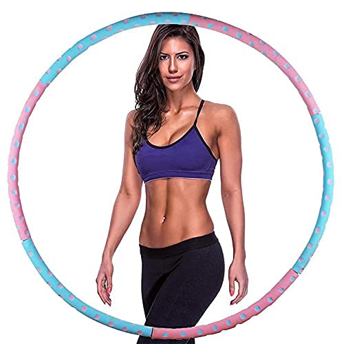 DXNXLLY Weighted Hula Hoop,Exercise Hoop for Adults Weight Loss 3 Lb,6 Section Detachable Design Weighted Hoop,Stainless Steel Inner Core with Thicker Premium Foam Fitness Hoop for Women