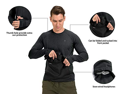 Little Donkey Andy Men's 2 in 1 UPF 50+ Packable Hoodie Jacket with Long Sleeve Lightweight Quick Dry Shirt for Running Fishing Hiking Black M