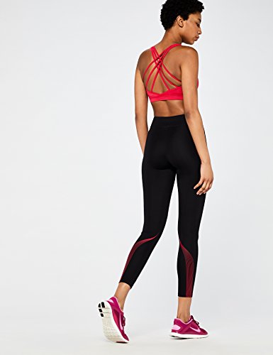 Amazon Brand - AURIQUE Women's Printed Sports Leggings, Black (Black/love Potion), 12, Label:M