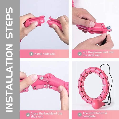 360 Degree Massage Smart Weighted Hula Hoops For Adults, Abdomen Fitness Aids Adjustable Detachable Knots Auto-Spinning Ball (12 Knots 23 inches (60cm))