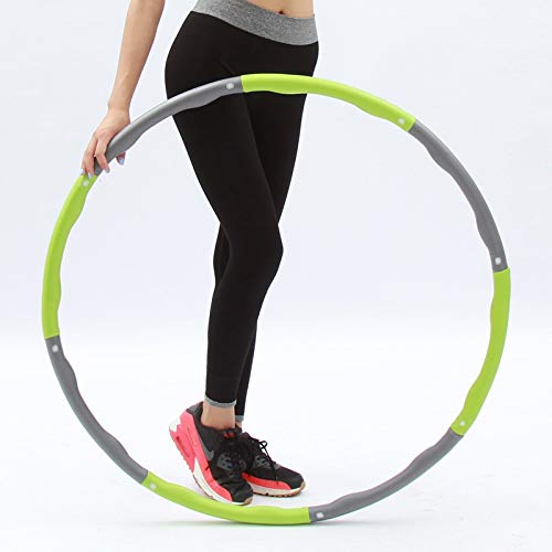DOUMORE® Weighted Hula Hoop For Adults Fitness Hula Hoops Professional Quality | Wave Design 1kg Large 100cm Diameter 8 Sections | Green & Charcoal Colour | Gift for Youth Adults Ladies Lose Weight