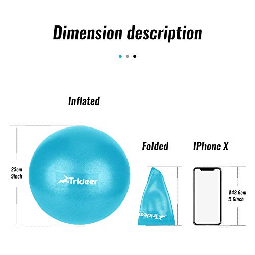 Trideer 23cm Soft Pilates Ball, 9 Inch Exercise Ball, Barre Ball, Mini Gym Ball, Pilates, Yoga, Core Training and Physical Therapy, Improves Balance (Office & Home & Gym)