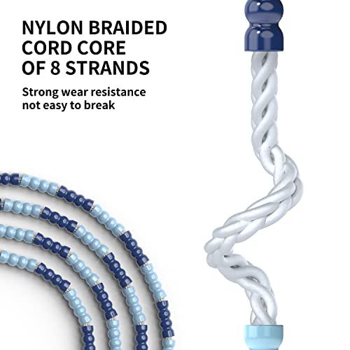 PROIRON Soft Beaded Skipping Rope,tangle free,jump rope for kids,2.8M adjustable length, blue,for beginners students
