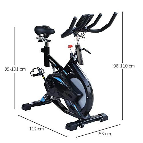 HOMCOM Stationary Exercise Bike 13KG Flywheel Indoor Cycling Bicycle Cardio Workout Trainer w/ Heart Pulse Sensor & LCD Monitor Adjustable Resistance Black