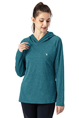 YSENTO Women's Long Sleeve Running Hoodie Gym Sports Yoga Tops Shirts UPF 50+ with Thumb Hole(Dark Blue,m)
