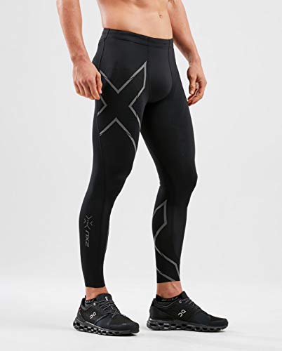 2XU Men's Light Speed Compression Tights, Black/Black Reflective, L